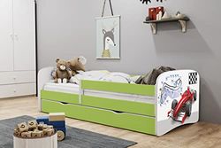 KOCOT KIDS Lit babydreams 2 Vert Formula 1 : TIROIR, Matelas ET Barriere DE SECURITE Inclus 140/70 Jour, Bois d'ingénierie, 1 Personne