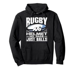 Giocatore di rugby senza casco, senza imbottiture, solo palle Felpa con Cappuccio