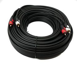 System-S Cinch 2 RCA kabel 30 m stekker naar stekker stereo AV-adapter in zwart