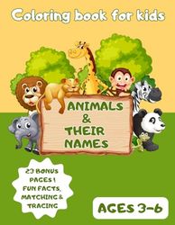 Animals and Their Names Coloring Book for Kids Ages 3-6: Color and Learn Animal Names, Sounds, Matching and Fun Facts – Perfect for Toddlers, Preschool, and Kindergarten
