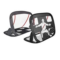 VOUNOT Cage de Foot Portable Lot de 2 pcs But de Football Pliable Cage de Football Pop UP Design 2 en 1 But d'entrainement Cage de Foot Normale avec Sac Rangement et Piquets Noir