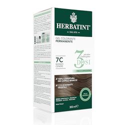 Herbatint Gel Colorante Permanente 3Dosi, 300ml - 7C Biondo Cenere, Senza Ammoniaca, per Pelli Sensibili, 100% Copertura Capelli Bianchi, con 8 Estratti Naturali Bio