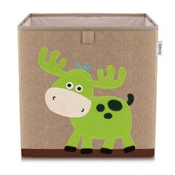 Lifeney 833096 Boîte de rangement cerf, Coffre à jouet, Feutre, Polyester, Effet lin, Coloré, Brun, 33 x 33 x 33 cm
