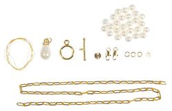 Rayher BP Cadena Click & Match, 2en1:Collar+Pulsera, con Perlas Cristal, Oro, 15413616