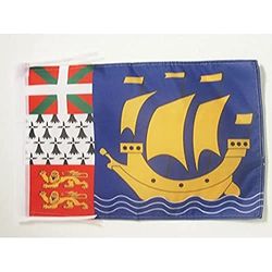 AZ FLAG - Drapeau Saint Pierre et Miquelon - 45x30 cm - Pavillon Saint-Pierrais 100% Polyester avec Deux Cordelettes - 20g