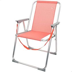 AKTIVE 62626 Strand-klapstoel met vaste rugleuning, 44 x 45 x 76 cm, koraal, met draaggreep, kantelbeveiliging, licht en robuust