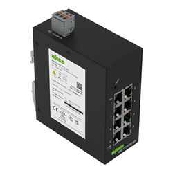 WAGO Industriële ECO-switch 852-1112 | met 8 ETHERNET-poorten 10/100/1000 Mbps autonegotiatie en diagnostische leds aan de voorkant, ondersteunt tot 8000 absolute MAC adressen