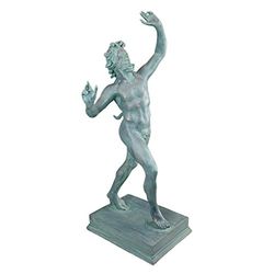 Design Toscano EU31620 Dansende Faunus van Pompeii Bacchus Romeins God Standbeeld, Groot, 84 cm, Polyresin, Bronzen Verdigris Finish