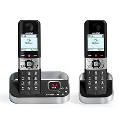 ALCATEL F890 Voice Duo - Téléphone Fixe Sans Fil DECT Avec Répondeur - Écran Graphique Haute Résolution - Mains Libres - Blocage Des Appels - Sonnerie VIP - Répondeur 50 Min - 2 Combinés - Noir/Gris