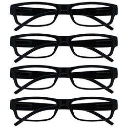 The Reading Glasses Company La Société Lunettes De Lecture Noir Léger Confortable Lecteurs Valeur Pack 4 Hommes Femmes RRRR32-1 +1,00