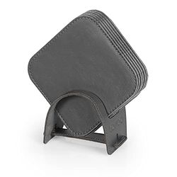 Londo Posavasos de Cuero (Set de 6) – Elegantes y Resistentes Posavasos con Superficie Lisa para Casa y Oficina