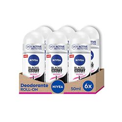 Nivea Svart & vit svart osynlig original deodorant roll-on, 6-pack (6 x 50 ml), anti-perspirant, parfym, reglerar andningsförmågan