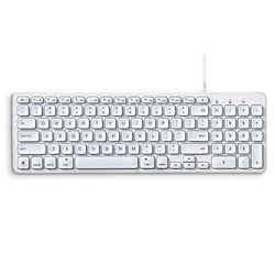perixx PERIBOARD-333MW Clavier rétroéclairé Compact pour Mac avec câble - Touches Ciseaux Minces avec Grandes Lettres - LED Blanche - Disposition QWERTY US English