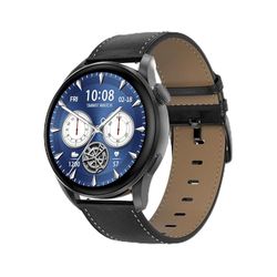 DAM Smartwatch DT3 con notifiche, display diviso, modalità multi-sport e cardiofrequenzimetro. Include cinghie in pelle e silicone. 4,5 x 1,2 x 5 cm. Colore: nero, Normal