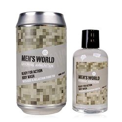 Accentra cadeauset Men's World, voor mannen, douchegel en spaarpot van blik in aantrekkelijke look, camouflage