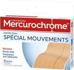 Bande en tissu spécial mouvements Mercurochrome - x5