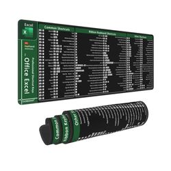 Excel - Alfombrilla de Mouse para Juegos de Teclas de Acceso Directo para computadora, Oficina, Teclado Grande extendido, Base de Goma Antideslizante con Bordes cosidos para Oficina en casa