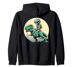 Alien T-Rex Galaxy Divertente Dinosauro Spazio Alieno Per Uomini Donne Felpa con Cappuccio