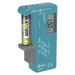 Emos 2203003000 - Medidor de energia e bateria (4 Ohm, 9v, AA, AAA, C, D, 11 cm, 6 cm, 2,5 cm) preto