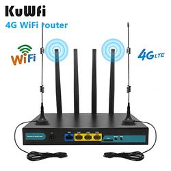 Router 4G, KuWFi 150Mbps 4G LTE Router CAT4, Router 3G/4G SIM Card, CPE wireless industriale con antenne esterne 4 pezzi Supporto 32 utenti WiFi, Nero