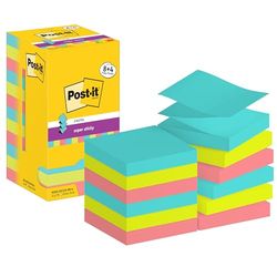 Post-it Z-Notes Cosmic Collection, Pack of 8 + 4 Free Pads, 90 Sheets per Pad, 76 mm x 76 mm - Self-Stick Notes for Note Taking, to Do Lists & Reminders