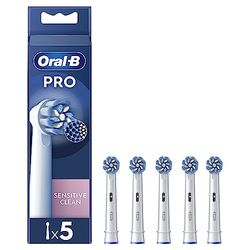 Oral-B Sensitive Clean Testine Spazzolino Elettrico, Confezione da 5 Testine di Ricambio, Pulisce Aree Sensibili e Infiammate, Rimuove Fino al 100% di Placca in Più