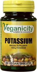 Veganicity Potassium 100mg : Bone & Joint Health Supplement : 90 Tablets, in a Planet-Friendly 99% Recycled Pot