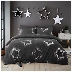 GC GAVENO CAVAILIA Set di biancheria da letto per letto singolo, con motivo a stella scintillante, con motivo a stella, colore: antracite