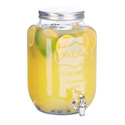 Relaxdays Dispensador de bebidas com torneira, vidro, vintage, distribuidor de refrigerantes, 8 L, transparente