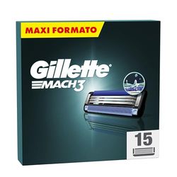 Gillette Mach3 Base 15 Lametta Di Ricambio Per Rasoio Barba Gillette, Con Striscia Lubrificante Per Una Scorrevolezza Fluida E Rivestimento Della Lama Progettato Per Ridurre