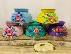 Baba Art And Crafts Flower Handmade Design Glass and Bowl Enamleware Yellow Color Diwali Christmas Tumbler Gift Set Item
