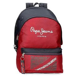 Pepe Jeans Clark Double Compartment Laptop Backpack Adaptable to Trolley 15.6" Red 31x44x15 cms Polyester 23.87L