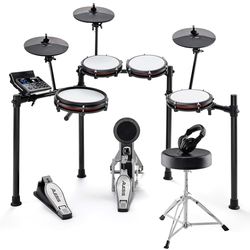 Alesis Nitro Max Kit Batería Electrónica con Parches Silenciosos de Malla, Caja de Doble Zona de 10”, Bluetooth, 440+ Sonidos Auténticos, Lecciones Drumeo, USB MIDI, Taburete y Auriculares