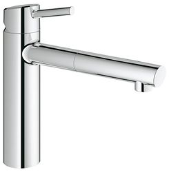 GROHE 31129001 Concetto Kitchen Tap (High Spout with Pull-Down Spray Head, 100 Degree Swivel Range and Starlight), Medium