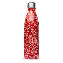 Qwetch QD3276 Thermosfles voor volwassenen, uniseks, rode bloemen, 750 ml