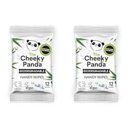 The Cheeky Panda Bamboo Hand Wipes | 12 Travel Wipes | 100% Plastic Free and Biodegradable Wet Wipes (Pack of 2)