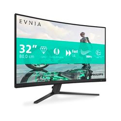 PHILIPS Evnia 32M2C3500L - Monitor gaming curvo QHD da 32 pollici, 180 Hz, 0,5 ms, FreeSync Premium, HDR10 (2560x1440, 2x HDMI, DisplayPort) grigio scuro
