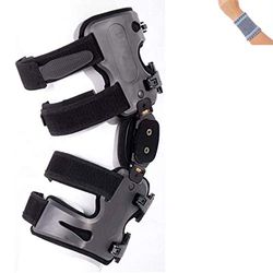 Amsahr medico ortopedico Scaricatore angolo OA regolabile dolore al ginocchio Brace | Staffa del ginocchio del gancio di sostegno -Sinistra le- universale 35-45cm- incluso Wrist Band