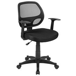 Flash Furniture Fotel Obrotowy z Siatką Środkową z Podłokietnikami, Metalowy, Czarny
