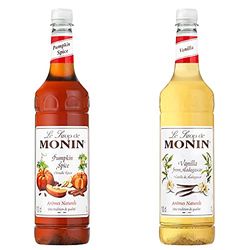 MONIN Premium Pumpkin Spice Syrup 1L & Premium Vanilla Syrup 1 L