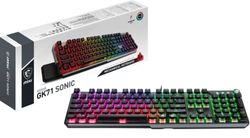 MSI Vigor GK71 Sonic Red FR Tastiera Gaming Meccanica,AZERTY FR,Switches Sonic Red,Tasti ClearCaps,Scorciatoie multimediali, Poggiapolsi Ergonomico, Mystic Light, USB 2.0, Full Size Nero