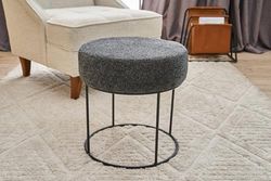 Atelier Del Sofa Elegante pouf con telaio in metallo al 100%, antracite e nero, 40 x 42 x 40 cm | Soft 32 DNS Foam for Comfort Modern Living Space