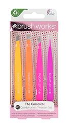 Brushworks 4 Piece Combination Tweezer Set - Brights