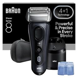 Braun Series 8 Electric Shaver for Men, Wet & Dry Razor with 4+1 Precision Head & Trimmer, Beard Sensor SensoAdapt, Cordless 60 min Runtime, 5in1 SmartCare Center, 8663CC, Grey