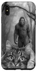 Divertente gatto selfie con Bigfoot UFO | Divertente gatto Sasquatch Custodia per iPhone XS Max