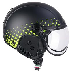 CGM Ebi Casque Ski Adulte Unisexe, Noir Jaune Fluo Mat, XL (60cm)