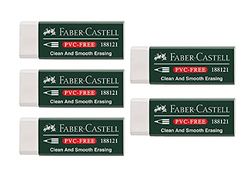 FABER-CASTELL 205002 - Gomma per cancellare 188121, senza PVC, plastica, 5 pezzi, colore: Bianco