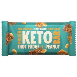 Pulsin - Plant Based Keto Protein Bars - Low Carb - 50g x18-12.6g Protein, 9.3g Fibre, 8.6g Carbs - Gluten, Palm Oil & Dairy Free Snack Bar - Choc Fudge
