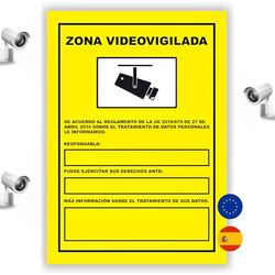 S21 Señalización Cartaz de vigilância por vídeo homologado, zona de alarme, cartaz com vigilância por vídeo alarme