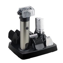 LITTLE BALANCE 8789 Multi 6 Barber Inox, Tondeuse barbe,Tondeuse Cheveux, Rasoir électrique, Tondeuse Corps,Nez Oreilles, Multifonction, 6 têtes interchangeables, Sans fil, Socle de rangement, Noir